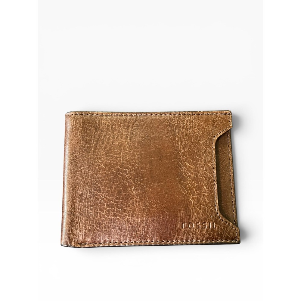 Fossil Genuine Leather Bifold Wallet -‎ Distressed Caramel Brown